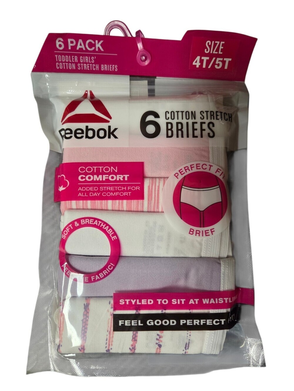 Reebok 6 Pack Cotton Stretch Briefs White Size 4T 5T